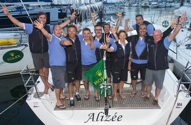 The crew of Alizee (FRA) overall winner of the 2013 Giraglia Rolex Cup ©  Rolex / Carlo Borlenghi http://www.carloborlenghi.net